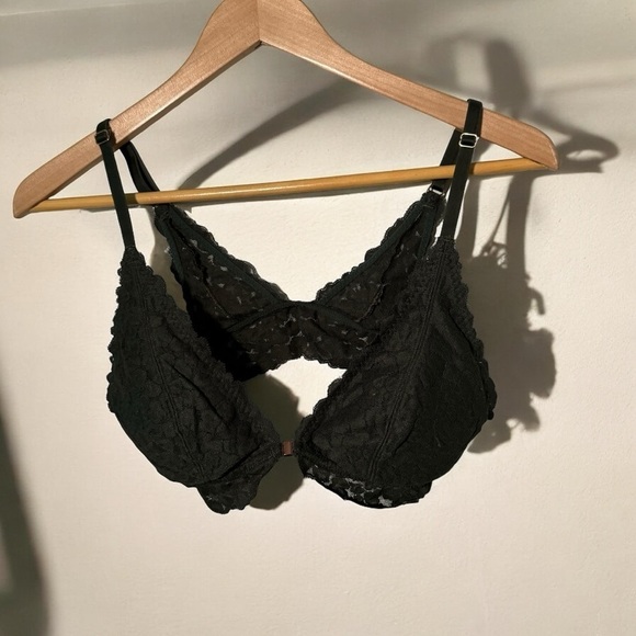 Aerie dark green lace trimmed bralette  M - Picture 1 of 5